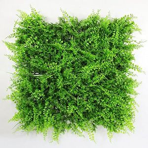 ULAND Artifical Grass Wall Panels, Faux Greenery Plant Leaves Hedges, Fake Plastic Green Fern Ivy Topiary Mats for Indoor Decorative Backdrop Outdoor Privacy Fence Covering (12, A038)