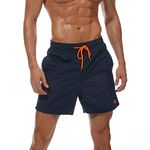 JustSun Mens Swimming Shorts with Pockets Board Shorts Swim Trunks Beach Shorts Waterproof Quick Dry Surf Shorts Summer Casual Shorts with Mesh Lining Dark Blue S