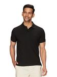 XYXX Men's Solid Regular Fit Shirt (XY_CR14_Polo Tshirt_1_Black