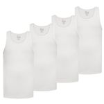 New Balance Men's Cotton Performance Rib Sleeveless Tank Top Undershirt (3 Pack Or 4 Pack), White/White/White/White, Medium