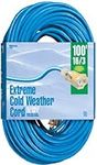 Woods 2436 16/3 100-Foot Outdoor Cold-Flexible SJTW Extension Cord, Blue with Lighted End