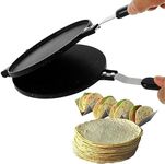 Tortilla Press Pan Non-Stick Flour Tortilla Press with Bakelite Handle Heavy-Duty Aluminum Tortilla Dough Press Pan Multipurpose Tortilla Press Stove Top Pan for Kitchen 15.1× 6.6× 0.7 in