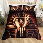 Pharaoh Adult Bedding Sets Double Size Pharaoh Printed Comforter Cover Microfiber 3D Ancient Egypt Tribe Pattern Decor Duvet Cover Egyptian Pyramids Quilt Cover Soft Skin-Friendly Bedspread Cover