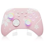 Mytrix Updated Wireless Pro Controllers for Nintendo Switch, Windows PC iOS Android Steam/Steam Deck, Sakura Pink Bluetooth Controller with Programmable, Wake-Up, Headphone Jack, Auto-Fire Turbo, Motion, Vibration