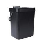 VIGIND Hanging Small Trash Can with Lid Under Sink for Kitchen, 5 L/ 1.3 Gallons Plastic Waste Basket,Food Waste Bin,Kitchen Compost Bin for Counter Top,Bathroom/Office (Black)