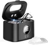 Ultrasonic Jewelry Cleaner, 47kHz Ultrasonic Retainer Cleaner Machine or Eyeglasses, Rings, Watch Strap, 600ml Dental Cleaning Pod with Dual Brush Ports, Digital Timer with 5 Modes