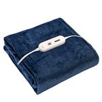Tefici Electric Heated Blanket Twin,Super Cozy Soft 2-Layer Flannel 62" x 84" Heated Twin Size with 3 Fast Heating Levels & 8 Hours Auto Off, Machine Washable, ETL&FCC Certified, Home Office Use, Blue