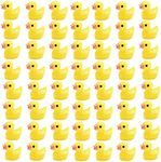 Kuanfine 60 Pcs Tiny Duck Figures Mini Resin Duck Miniature Bead Slime Charms for Garden Landscape Aquarium Decoration(Yellow)