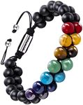 murtoo 7 Chakras Bracelets for Men and Women, Double-layered Healing Yoga Crystals Beaded Bracelet, Natural Stone Mens Bracelet for Meditation, Relax Anxiety (7 Chakra&Onyx 8mm)