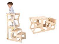 WoodandHearts Helper Tower for Toddler- Learning Step Stool Tower - Kids Montessori Tower - Toddler Step Stool - Toddler Tower - Foldable Toddler Tower (Natural Wood)