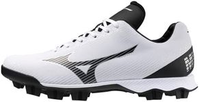 Mizuno Men's Wave Lightrevo Baseball Shoe, White/Black, 9