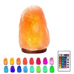 Himalayan Rock Salt Lamp - Prime Quality 100% Original Crystal Natural USB Himalayan Salt Lamp Air Purifier with 16 Colors Changing Glows LED Bulb for Desk,Home,Working,Gift (4.7 inch 1.5 lbs)