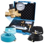 rVandtt RV Fresh Water Kit w/Drinking & Santation Hose - RV Water Pressure Regulator, Filter, Hose Connectors, Leak Repair Kit, Carrying Case, Drinking Water & Sanitation Hose