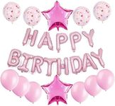 Pink Happy Birthday Balloons, 13PCS