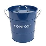 Metal Kitchen Compost Caddy - Composting Bin for Food Waste Recycling (Dark Blue)