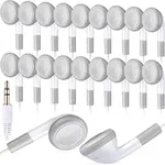 Kanayu 100 Pack Bulk Earbuds for Kids Students Classroom Ear Buds School Earphones Class Set Headphones Without Mic for Adults Library Laptop, Individually Bagged (White)