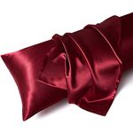 MR&HM Satin Body Pillow Cover, 20x54 inches Body Pillow Case for Adults, Silk Satin Cooling Body Pillow Pillowcase with Envelope Closure (20x54, Burgundy)