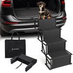 Navaris Dog Car Ramp - Folding Dogs 4 Step Ramp - Give Your Dog a Boost with Steps for Car - Stairs Come with Carry Bag