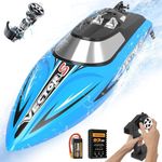 VOLANTEXRC Remote Control Boat,30+MPH RC Speed Boat for Lakes，2.4GHz RC Boat for Adult with Rechargeable Battery Low Battery Alarm,17.7" High Radio Controlled Boat (BLUE)