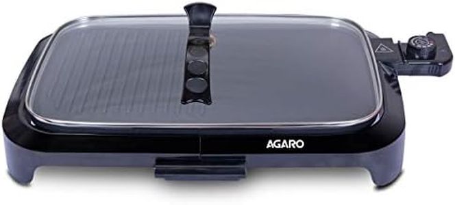 AGARO 1600 Watt Barbeque Griller, Non-Stick, Variable Temperature Control, Toughened Glass Lid, Tandoori Grill for Home, BBQ Grill (Black)