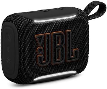 JBL Go 5 - Ultra-Portable Waterproof & Drop-Proof Speaker with JBL Legendary Sound & Ambient Edge Lighting, AirTouch Instant Stereo Pairing or Link Multiple Compatible Speakers via Auracast™ (Black)