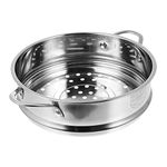 Operitacx Steamer Pan Fish Steamer Stainless Steel Steamer Basket with Double Handle Bun Steamer Grid Steaming Colander Kitchen Cookware for Home Restaurant 18cm Veggie Steamer Basket Fish Steamer