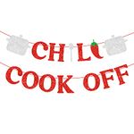 Chili Cook Off Decorations, Red Chili Cook Off Glitter Banner with Chili Pepper, Kitchen Decoration Chili Party Banner Decor, Mexican Fiesta Chili Cooking Party Chili Festival Mexican Party Supplies