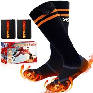 Wndy's Dream Heated Socks,Electric Heated Socks with 5000mAh/4000mAh Rechargeable Battery, Winter Warm Thermal Socks Unisex Foot Warmers for Camping Hiking Skiing Hunting(Medium Size)