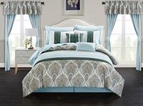 Chic Home Vivaldi 20 Piece Comforter Set Medallion Quilted Embroidered Design Complete Bag Bedding, King, Green