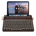 YUNZII QL75 Wireless Hot Swap Retro Mechanical Typewriter Keyboard,Punk Round Keycaps,RGB Backlit QMK/VIA Programmable,Multi-Device Keyboard with 2.4GHz/Type-C/BT5.0 (Wood, Onyx Switch)