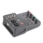 KIMISS Audio Interface, 2 Channels Audio Mixer USB 48V Phantom Power Compact Sound Mixing Console for Music Recording Home Karaoke Internet Karaoke