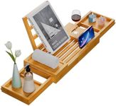 Yirilan Bamboo Bathtub Tray, Expandable Bath Tray for Tub, Bathroom Trays for Bathtub, Bathtub Caddy, Gift for Loved Ones (Bamboo)