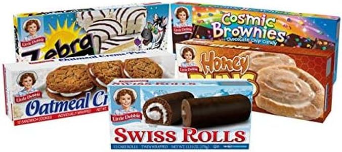 Little Debbie Variety Pack, 1 Box Each Of Zebra Cakes, Cosmic Brownies, Honey Buns, Oatmeal Creme Pies, and Swiss Rolls, 48 Piece Assortment