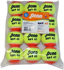 Penn QST 60 Tennis Balls - Youth Felt Orange Tennis Balls for Beginners, 12 Ball Polybag