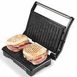 Salter EK2384MG 2 In 1 Health Grill & Panini Press - Megastone Electric Versatile Non-Stick Grill, Folding Sandwich Toaster, 750W, Griddle Plates Open to 180° For Flat Cooking, Adjustable Temperature