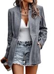 Jhsnjnr Office Wear for Women Casual Trench Blazer Stand Collar Open Front Long Sleeve Jacket Coat with Pockets Black