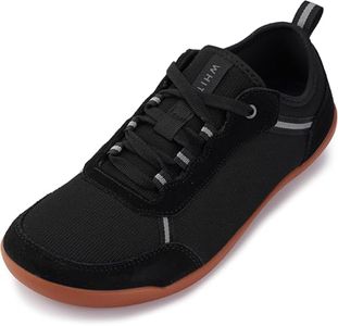 WHITIN Men's Wide Toe Box Barefoot Shoes Zero Drop Width Minimalist Sneaker Knit Size 13 Knit Minimus Comfortable Jogging Walking Black Gum 47