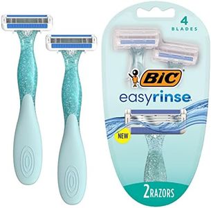 BIC EasyRinse Anti-Clogging Women's Disposable Razors for a Smoother Shave With Less Irritation*, Easy Rinse Shaving Razors With 4 Blades, 2 Count