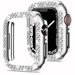 Miimall Compatible with Apple Watch Case Series 3 2 1 38mm,Hard PC Bling Crystal Diamonds Anti-Scratch Protector Bumper Cover for Apple Watch Series 3 Series 2 Series 1 38mm Case Silver