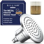 Gillian™ by Hammerhead High Pressure Shower Head with Filter – Genuine KDF-55 Metal Hard Water Filtering Shower Head, Healthier Skin & Hair – 6-Inch Rainfall Shower Head with Filters, Chrome