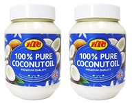 KTC 100% Pure Coconut Multipurpose Oil 500ml Jar - for Hair, Cooking, Moisturiser Use & Indian Curries - 2 Pack