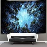 YISUMEI Forest Starry Tapestry Galaxy Tree Tapestry for Bedroom Aesthetic Night Sky Tapestries Wall Hanging for Room Decor(L/150x200cm/60x80inch)