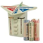 Nadex All-in-One Manual Coin Tender - Counter and Wrapper Tube with 32 Coin Wrappers | Great Storage and Organization Solution | Slots for Pennies, Nickels, Dimes, and Quarters