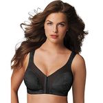 Playtex Women's 18 Hour Front-Close Wireless Bra, 4-Way TruSUPPORT Bra with Flex Back, Real Black, 36C