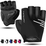 Tanluhu Biking Gloves Mountain Bike Gloves Half Finger Road Racing Riding Gloves Absorbing Padded Breathable Cycling Gloves for Men and Women (Black-A, L)