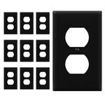 ENERLITES Duplex Receptacle Outlet Wall Plate, Size 1-Gang 4.50" x 2.76", Unbreakable Polycarbonate Thermoplastic, UL Listed, 8821-BK-10PCS, Black (10 Pack)