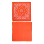 CTM CTM Cotton Solid and Paisley Print Neon Bandana Kit (Pack of 2), Neon Orange