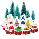 COLOFALLA 20pcs Miniature Christmas Decorations Ornaments Christmas Cake Deocrations Resin Mini Christmas Figurines Santa Claus Christmas Tree Train House Small Christmas Decoratins