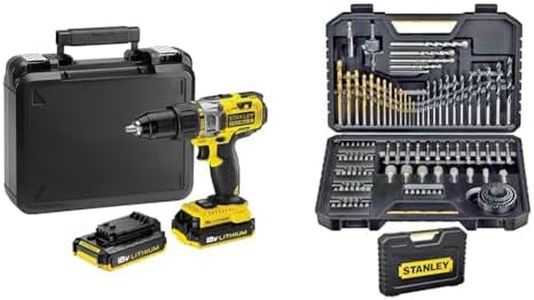 Stanley Fatmax Fmc625D2-Qw Trapano Avvitatore A Percussione 108 W, Nero Giallo, ‎23 x 5.5 x 22 cm; 1.8 Kg & Stanley ‎Sta7205-Xj Set 100 Pezzi Con Inserti E Punte Per Metalli, Legno E Muratura