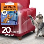 Heavy Duty Cat Scratch Deterrent Furniture Protectors for Sofa, Doors, Clear Couch Protectors from Cats Scratching, Anti Cat Scratch Tape Guards (Clear, 20 Sheets 17x12)